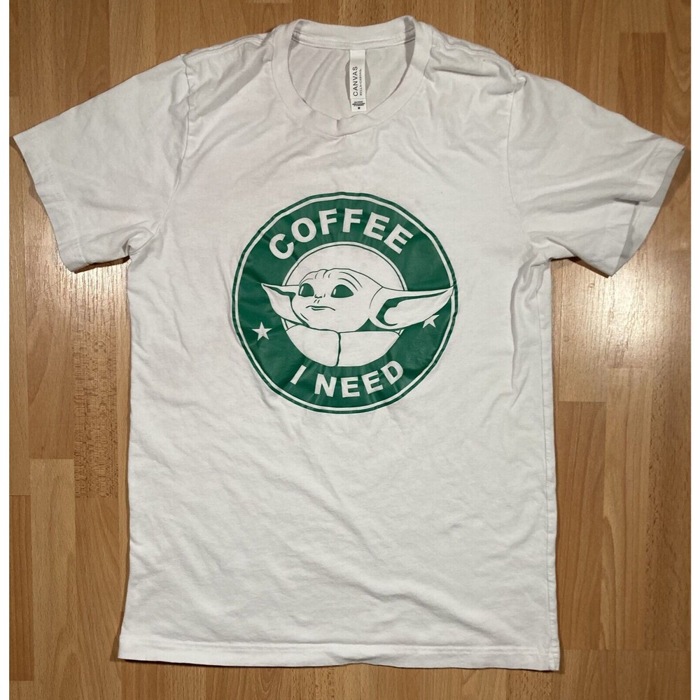 Coffee I need, Baby Yoda, Grogu, Graphic Tee Shirt (M) • Star Wars: Mandalorian